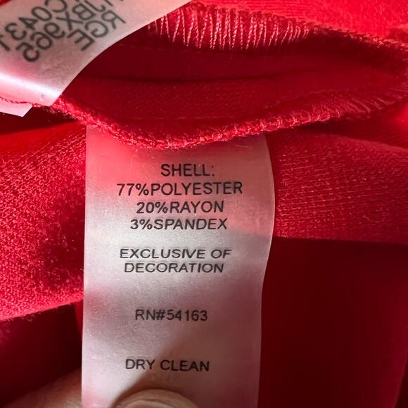 Calvin Klein Red Sheath Dress Ring Detail Ruched Waist Size Women's 18W - Picture 8 of 10